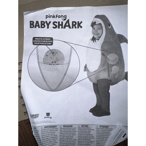 Baby Shark Costume Infant 6-12 mo Pinkfong Romper Sound Box Works Plays Song - Picture 11 of 12